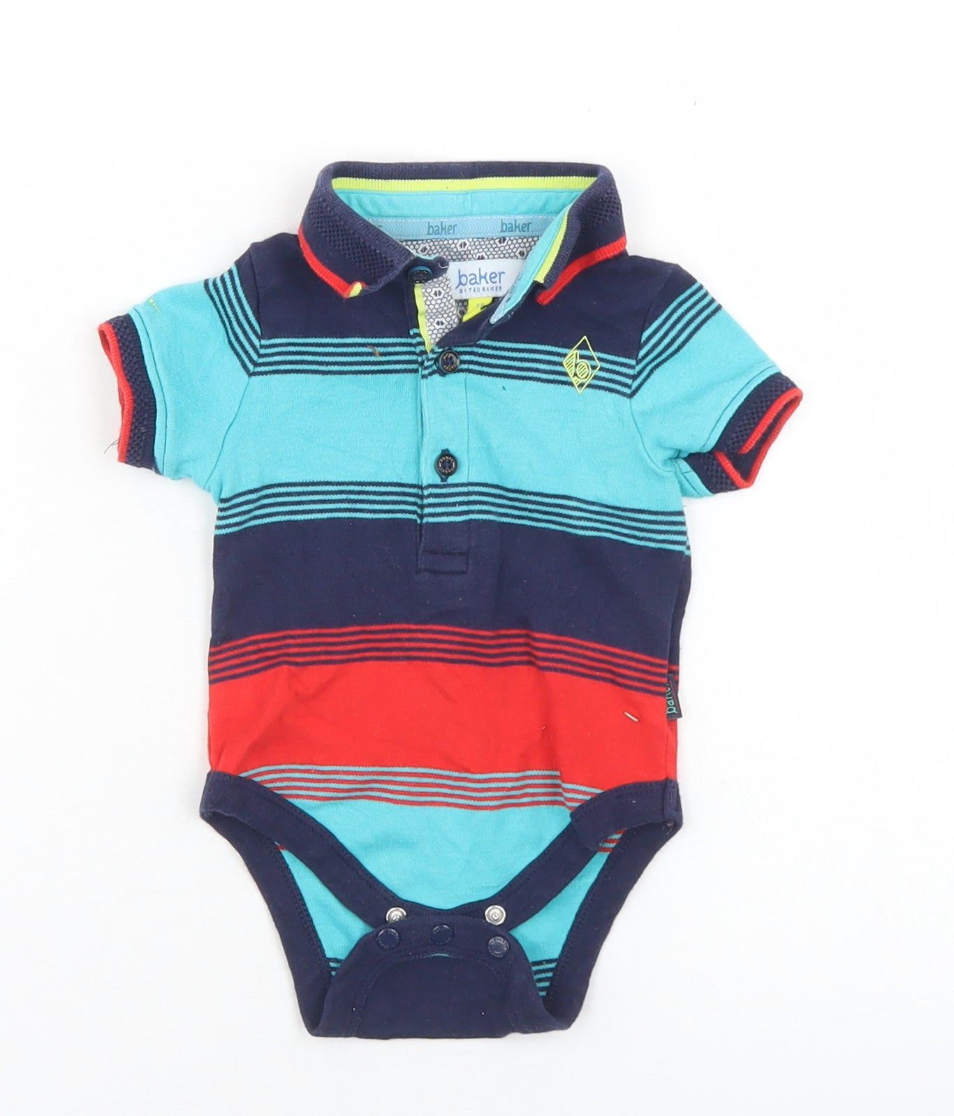 Ted Baker Boys Multicoloured Striped Cotton Babygrow One-Piece Size 3-6 Months  Snap