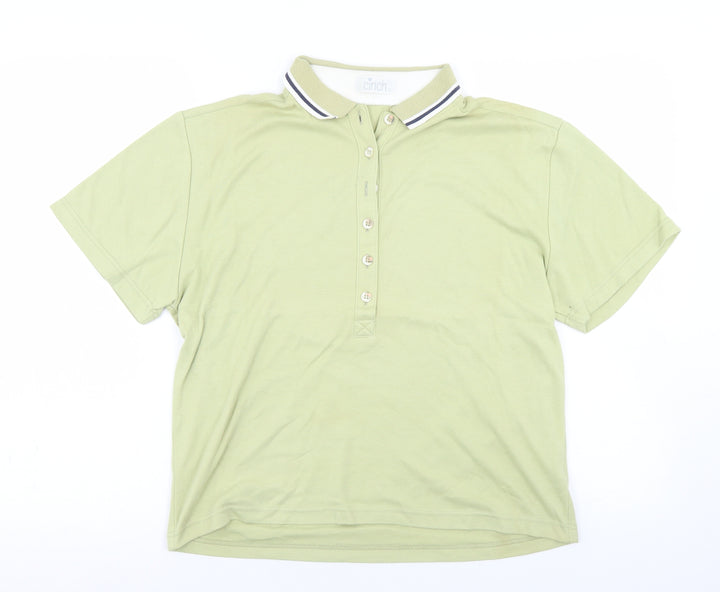 Cinch Womens Green  Polyester Basic Polo Size 12 Collared