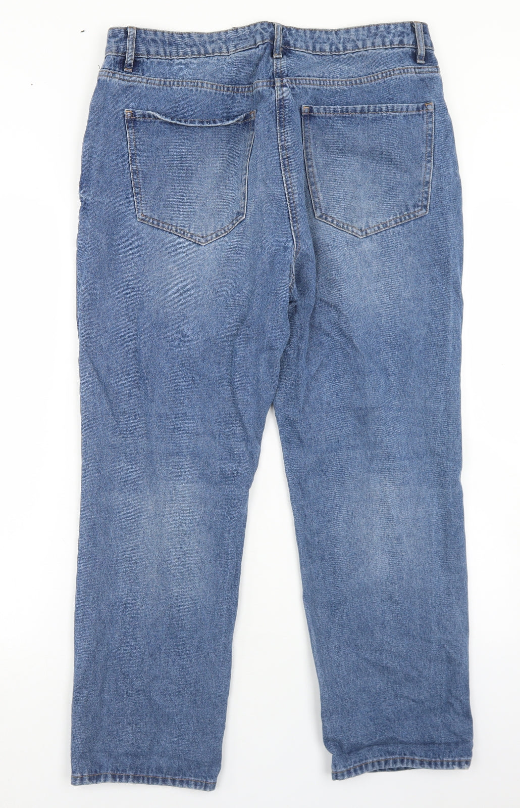 Marks and Spencer Womens Blue  Cotton Straight Jeans Size 14 L25 in Regular Button