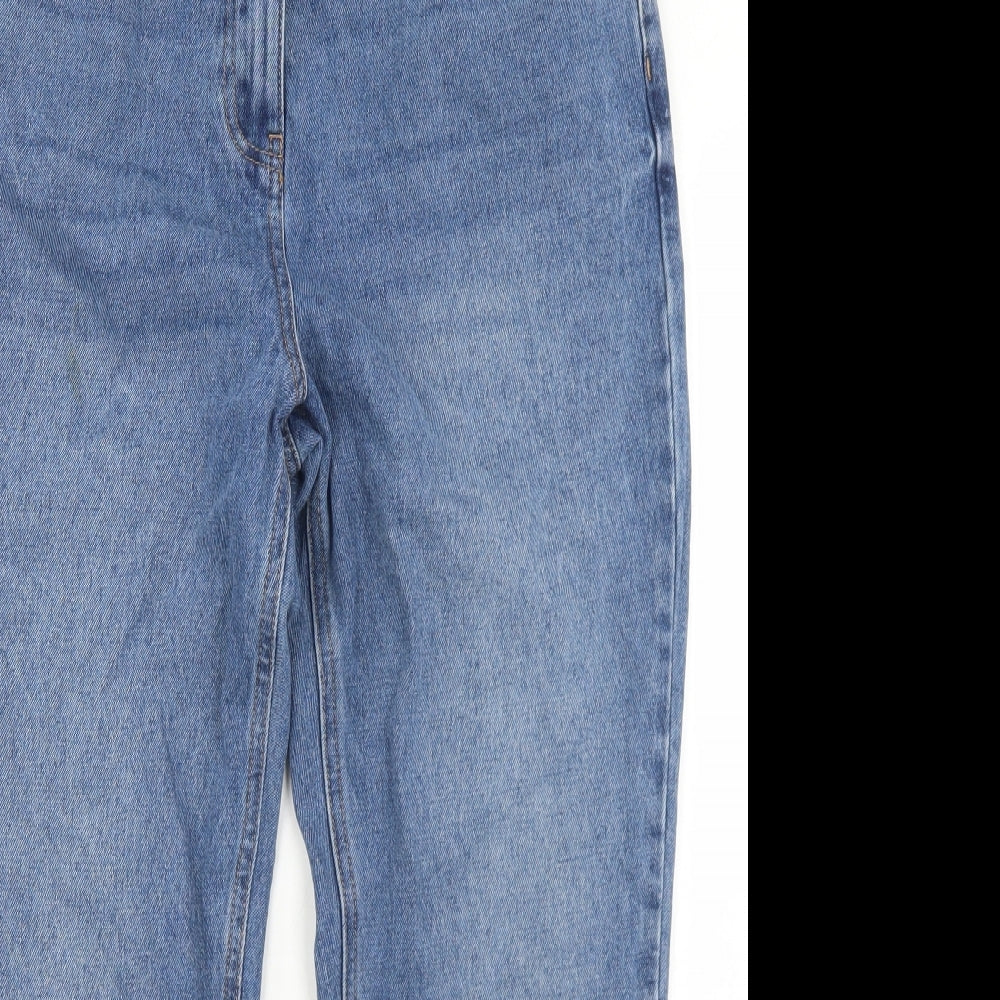 Marks and Spencer Womens Blue  Cotton Straight Jeans Size 14 L25 in Regular Button