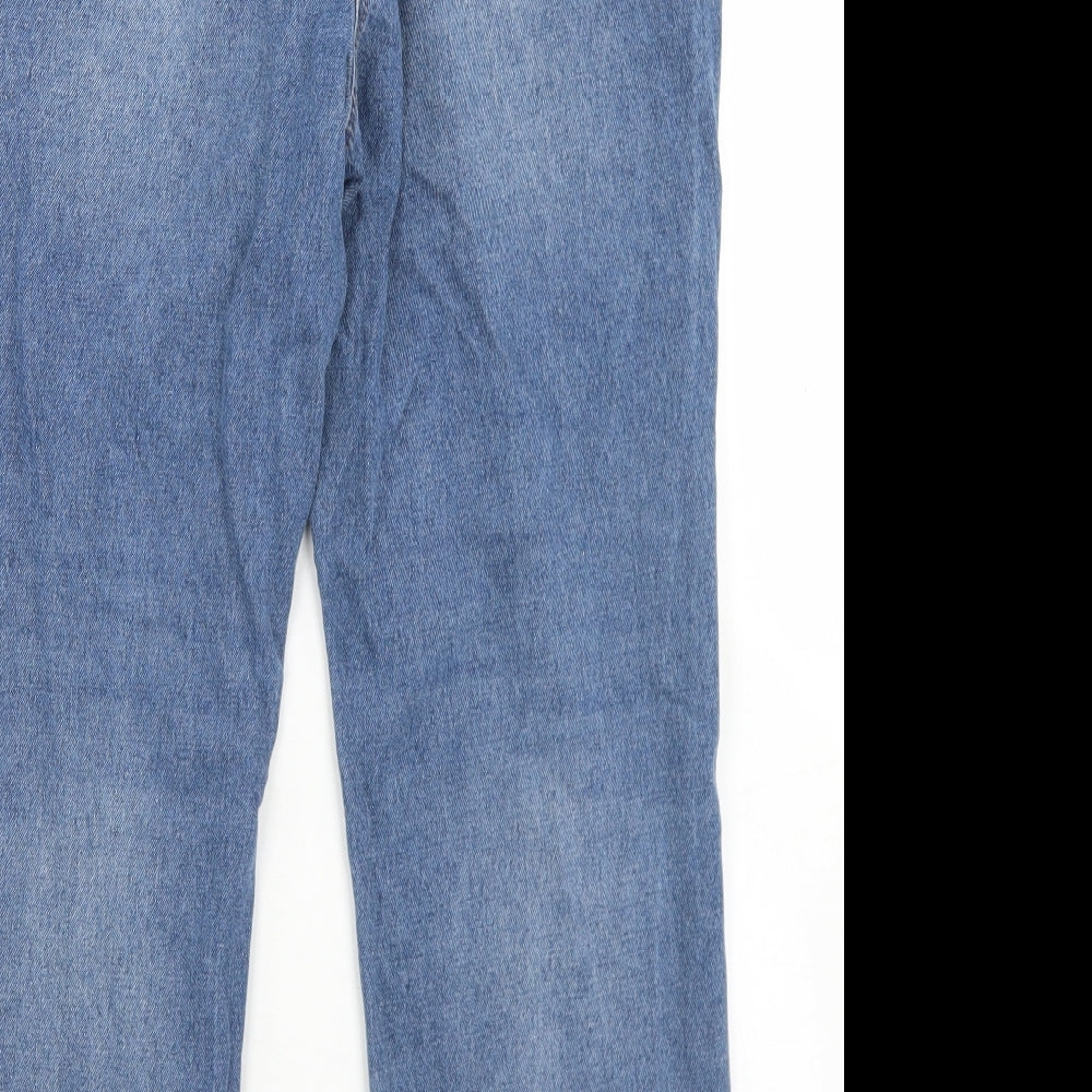 Marks and Spencer Womens Blue  Cotton Straight Jeans Size 14 L25 in Regular Button