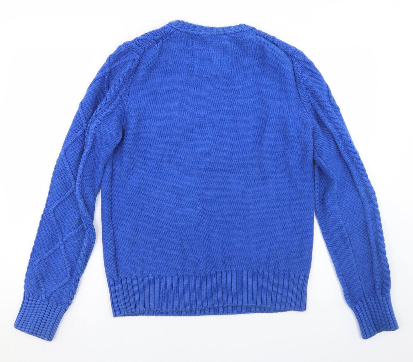 H&M Mens Blue Crew Neck  Cotton Pullover Jumper Size S