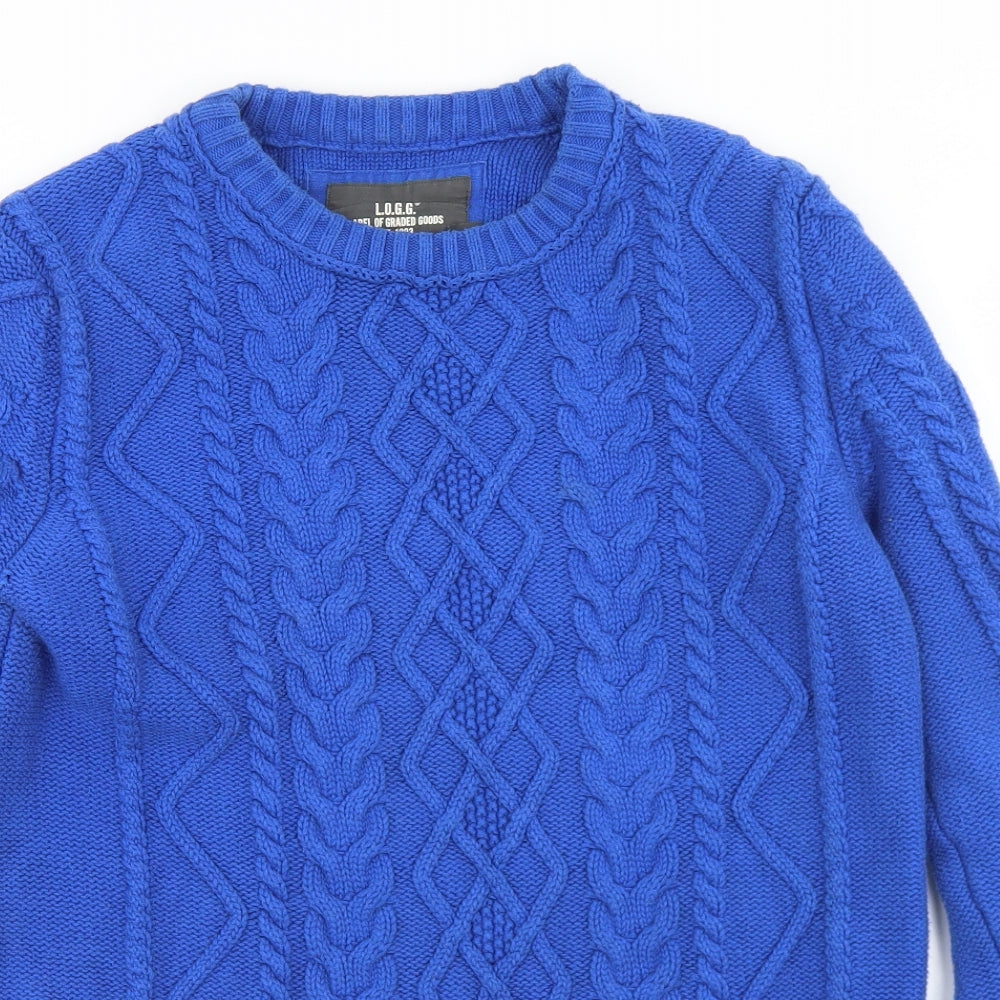 H&M Mens Blue Crew Neck  Cotton Pullover Jumper Size S