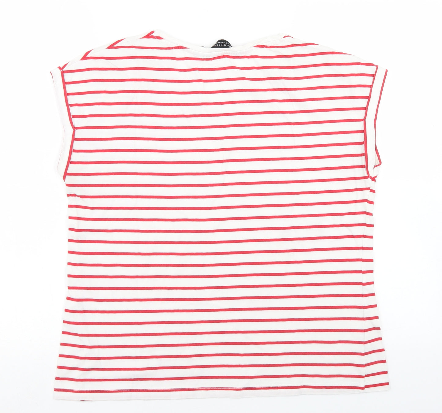 Dorothy Perkins Womens Red Striped Cotton Basic T-Shirt Size 12 Round Neck