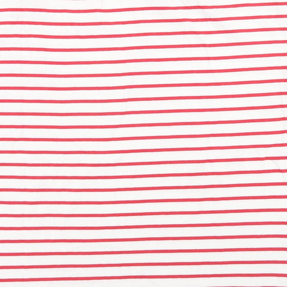 Dorothy Perkins Womens Red Striped Cotton Basic T-Shirt Size 12 Round Neck