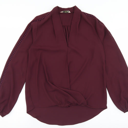 Miss Selfridge Womens Purple  Polyester Basic Blouse Size 6 V-Neck