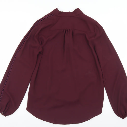 Miss Selfridge Womens Purple  Polyester Basic Blouse Size 6 V-Neck