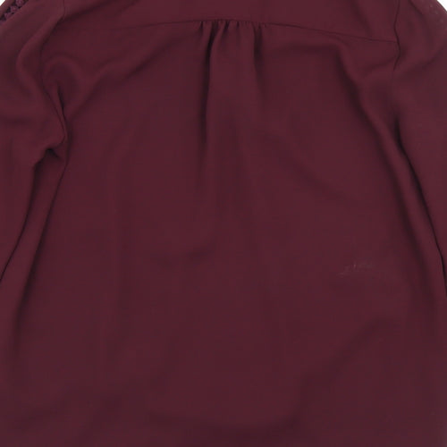 Miss Selfridge Womens Purple  Polyester Basic Blouse Size 6 V-Neck
