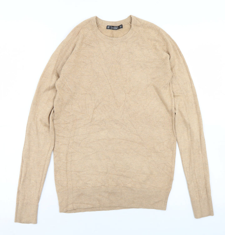 Dunnes Stores Mens Beige Crew Neck  Viscose Pullover Jumper Size S