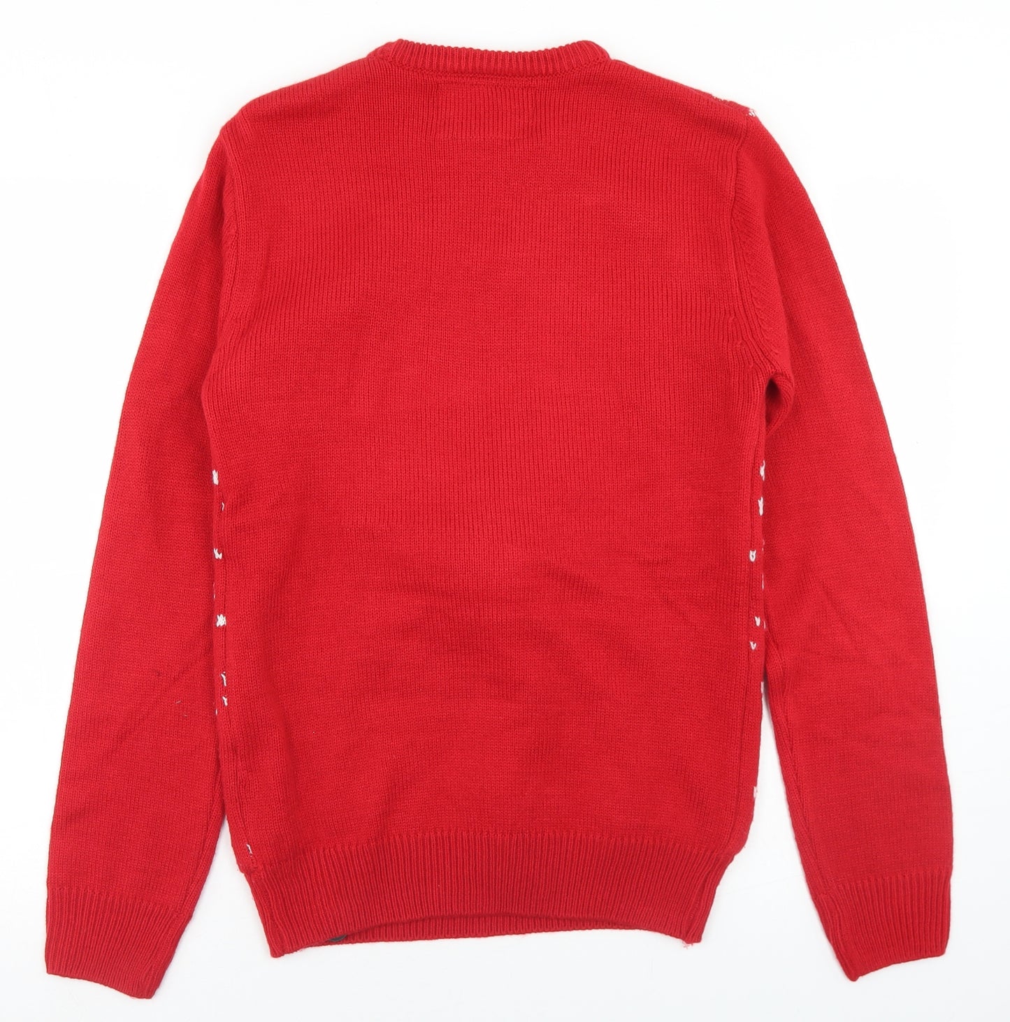 F&F Mens Red Crew Neck  Acrylic Pullover Jumper Size XS   - Light up Christmas Jumper