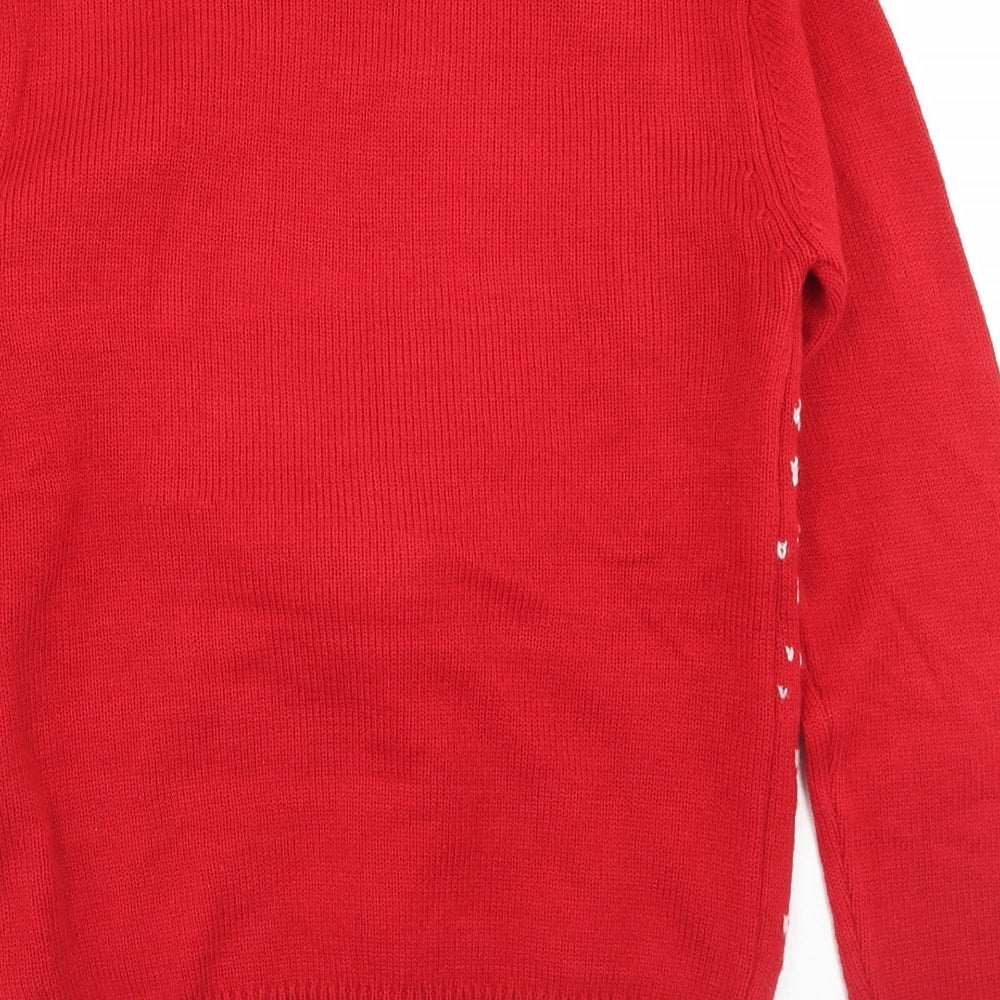 F&F Mens Red Crew Neck  Acrylic Pullover Jumper Size XS   - Light up Christmas Jumper