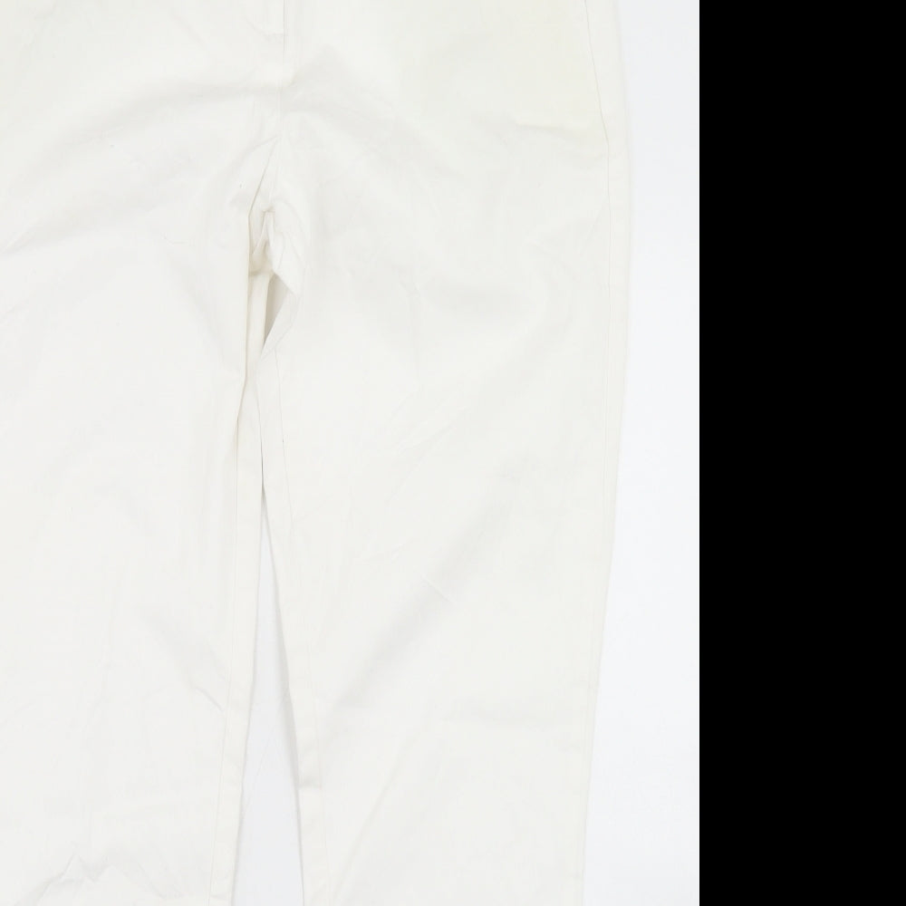 NEXT Womens White  Cotton Chino Trousers Size 12 L29 in Regular Button