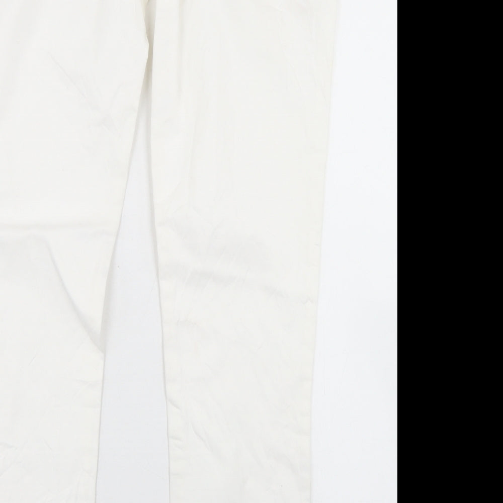 NEXT Womens White  Cotton Chino Trousers Size 12 L29 in Regular Button