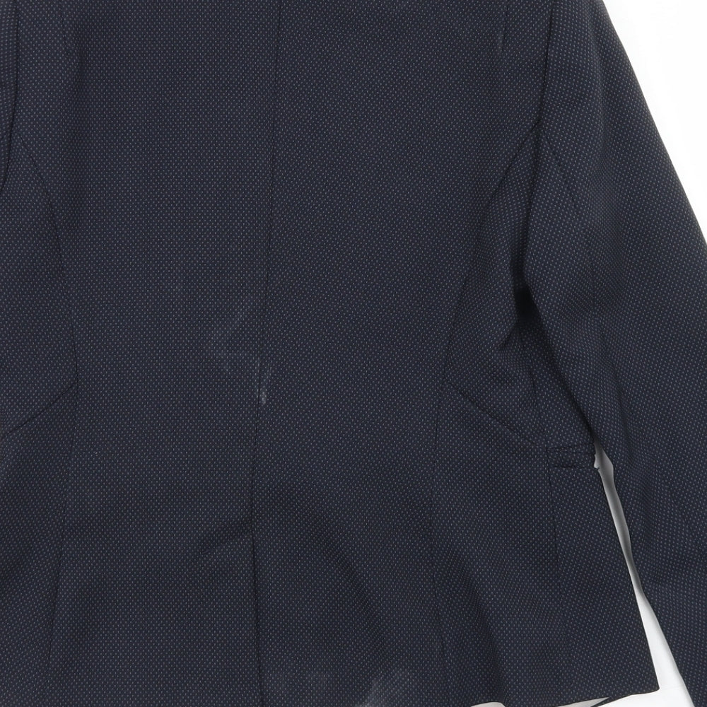NEXT Womens Blue Spotted Polyester Jacket Blazer Size 12