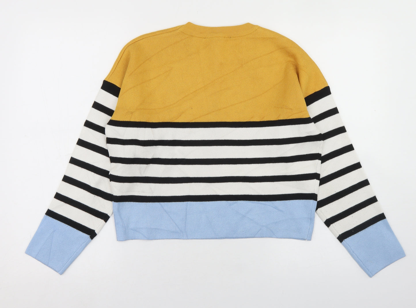 New Look Girls Multicoloured Crew Neck Striped Viscose Pullover Jumper Size 12-13 Years   - Cropped