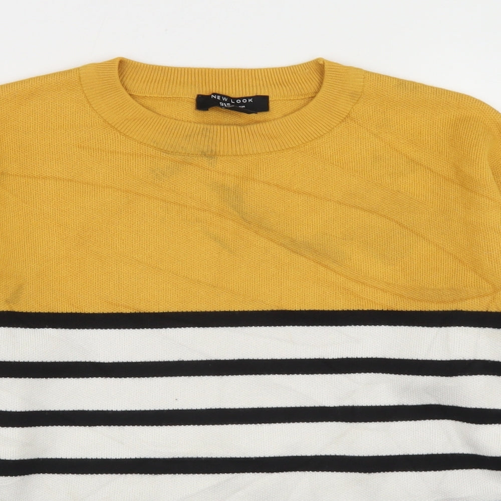 New Look Girls Multicoloured Crew Neck Striped Viscose Pullover Jumper Size 12-13 Years   - Cropped