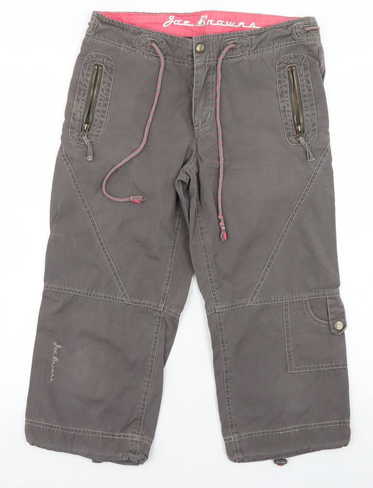 Joe Browns Womens Brown  Polyester Cargo Shorts Size 10 L19 in Regular Snap