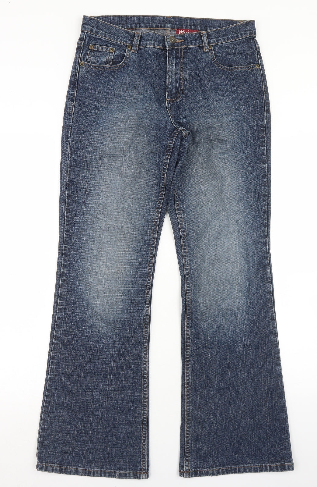 Monsoon Womens Blue  Cotton Bootcut Jeans Size 10 L29 in Regular Button