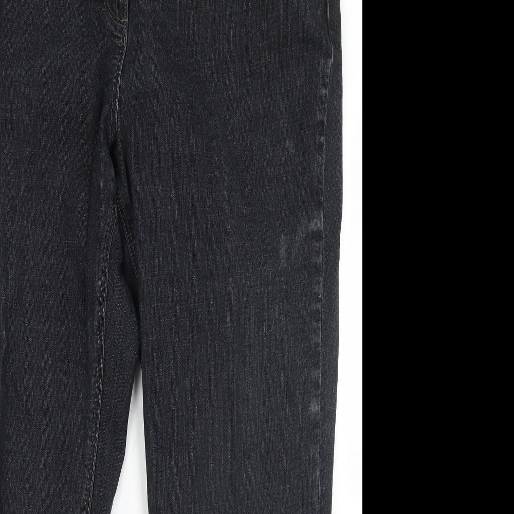 Preworn Womens Black  Cotton Bootcut Jeans Size 18 L27 in Regular Button
