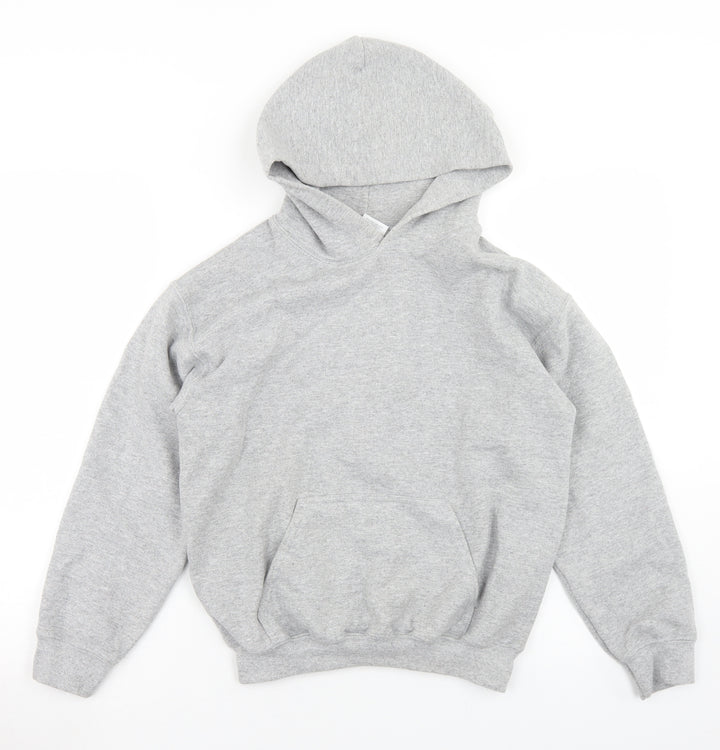 Gildan Boys Grey Cotton Pullover Hoodie Size M