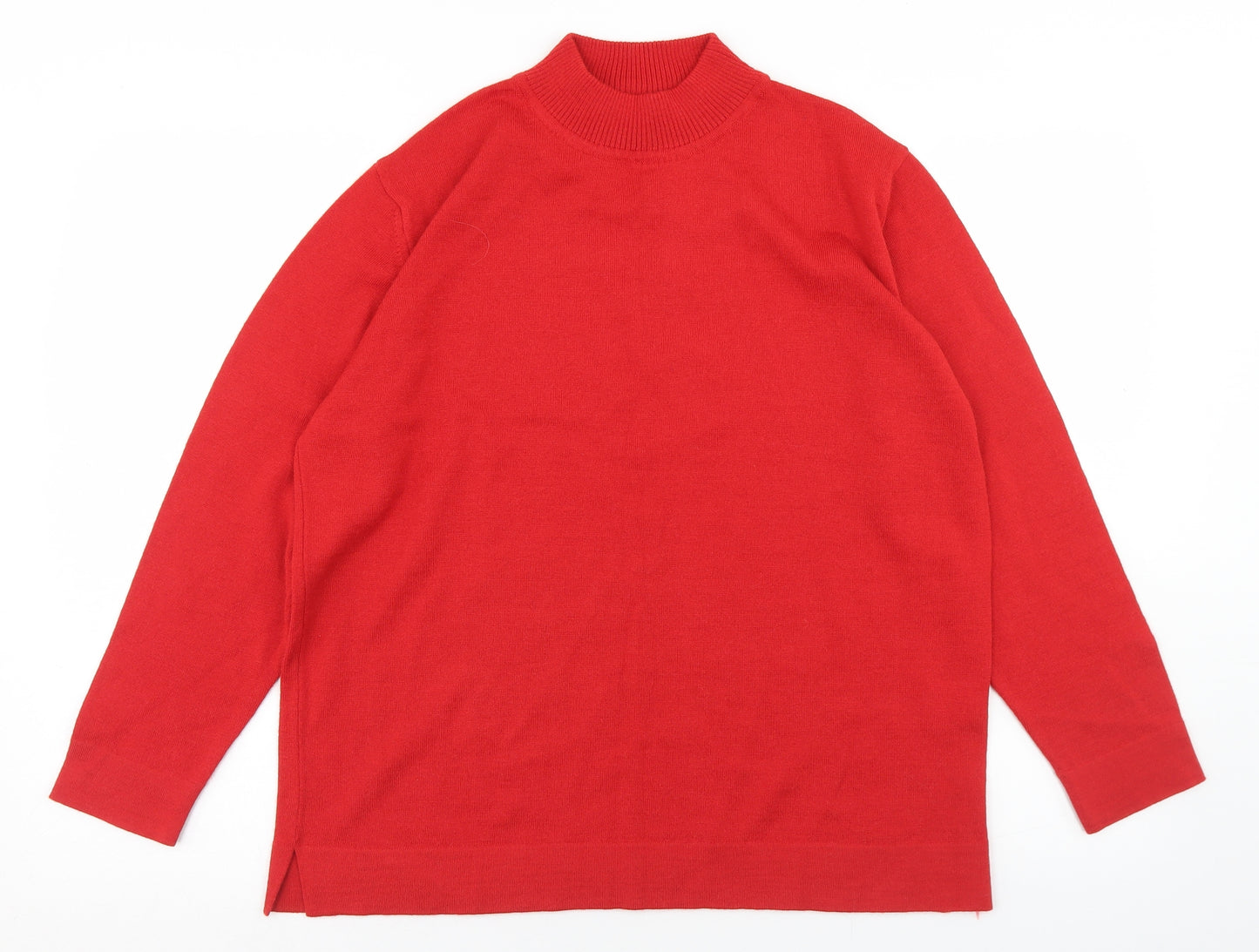 Gelco Womens Red Mock Neck  Wool Pullover Jumper Size 16