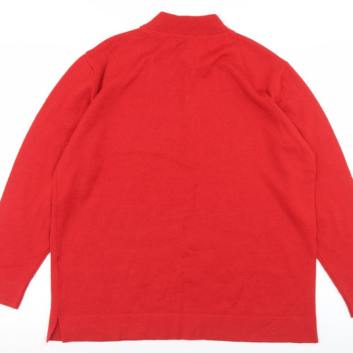 Gelco Womens Red Mock Neck  Wool Pullover Jumper Size 16