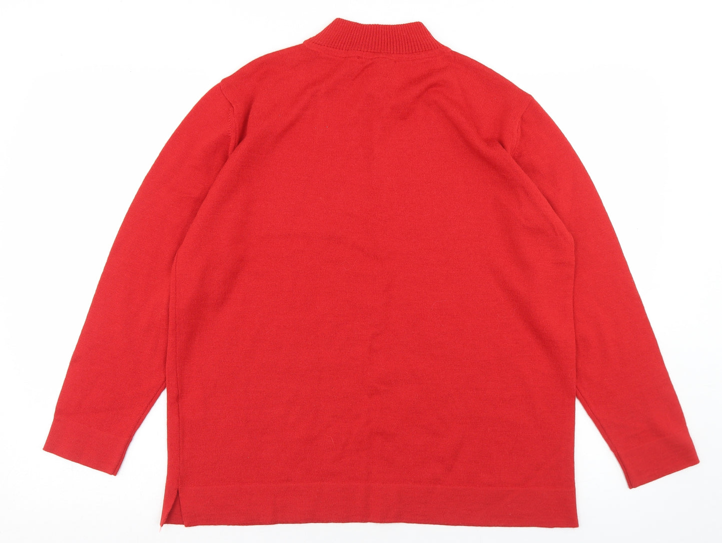 Gelco Womens Red Mock Neck  Wool Pullover Jumper Size 16