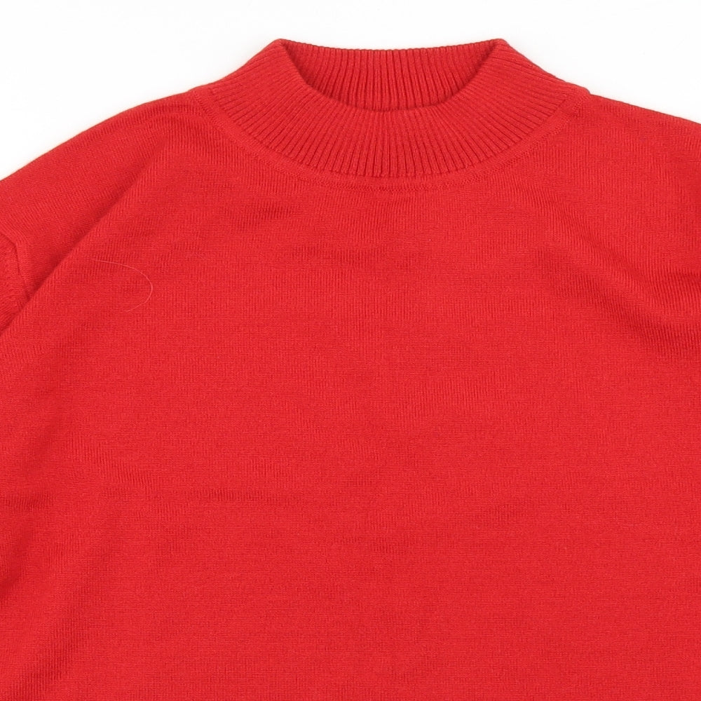 Gelco Womens Red Mock Neck  Wool Pullover Jumper Size 16