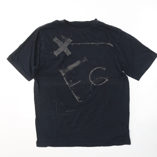 French Connection Mens Black  Cotton  T-Shirt Size M Round Neck