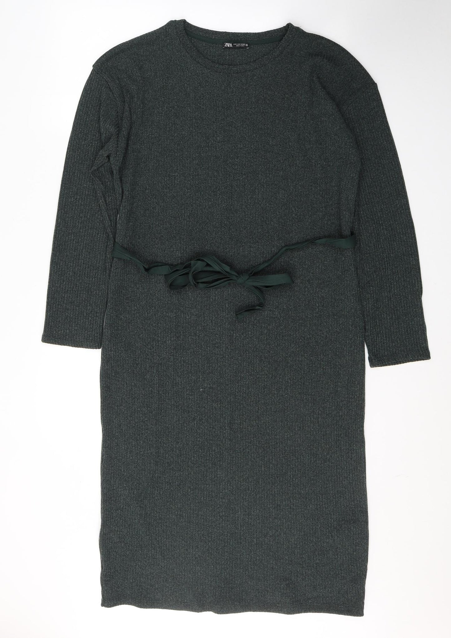 Zara Womens Green  Polyester Jacket Dress  Size M  Round Neck Pullover