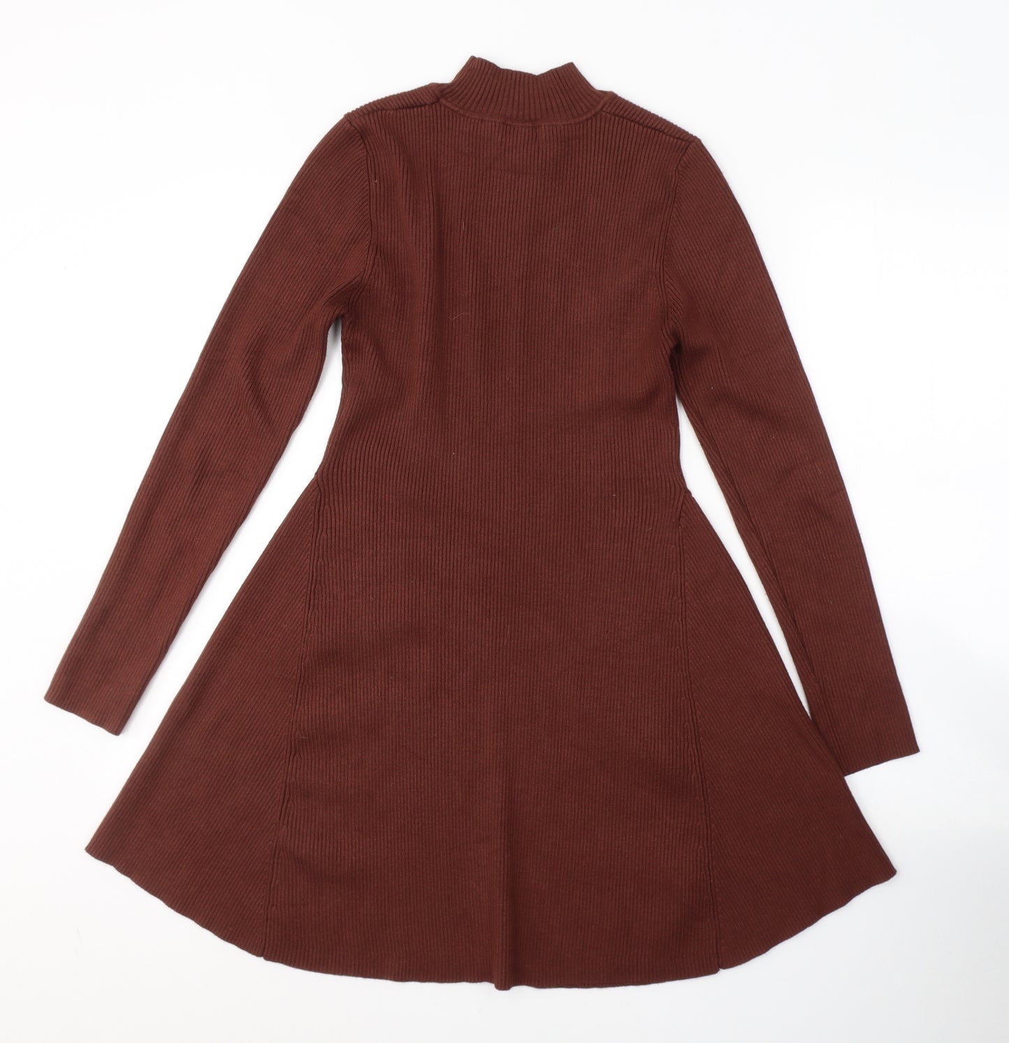 Primark Womens Brown  Viscose Fit & Flare  Size 12  High Neck Pullover