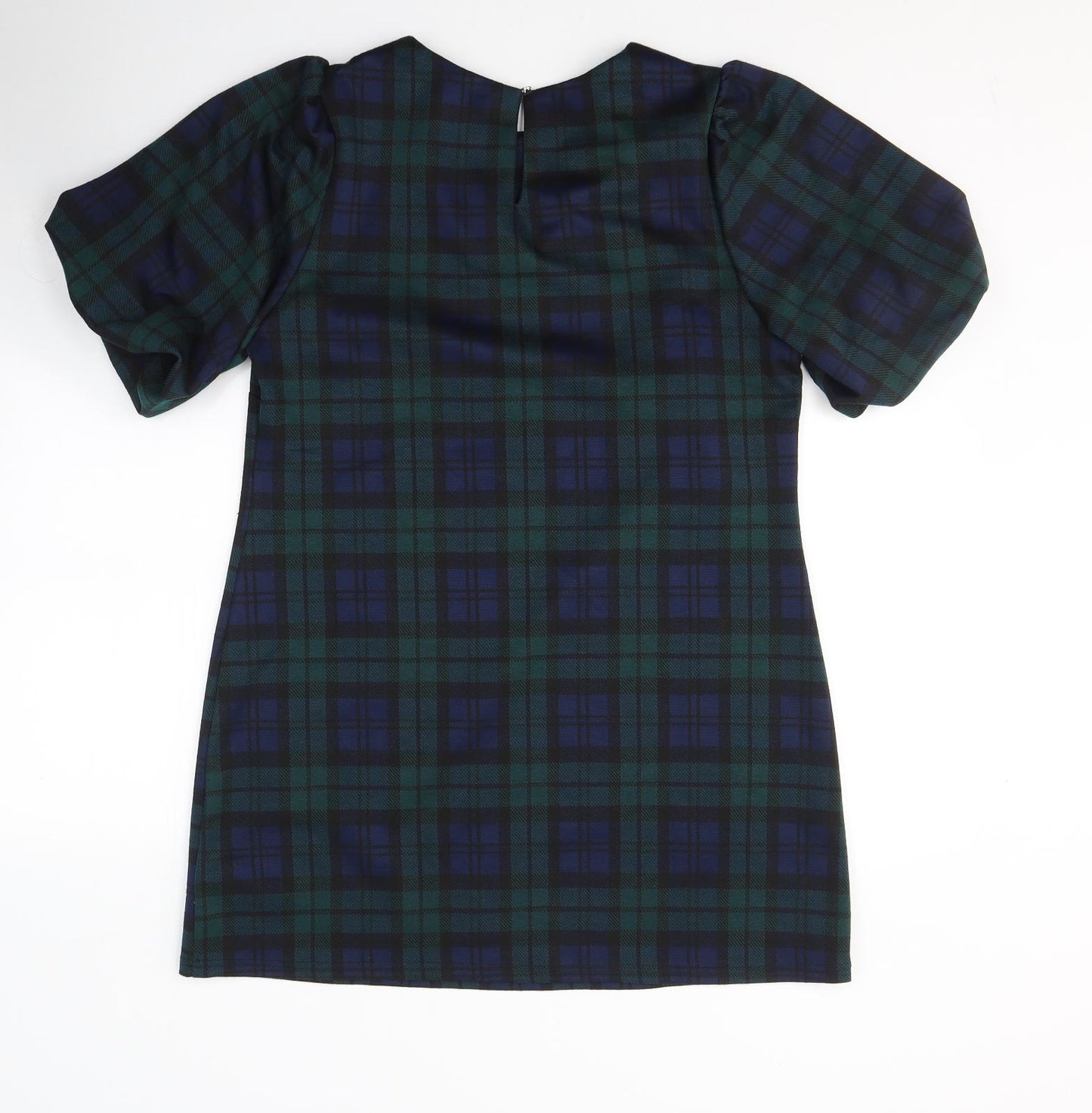 Dorothy Perkins Womens Green Plaid Polyester T-Shirt Dress  Size 14  Round Neck Pullover