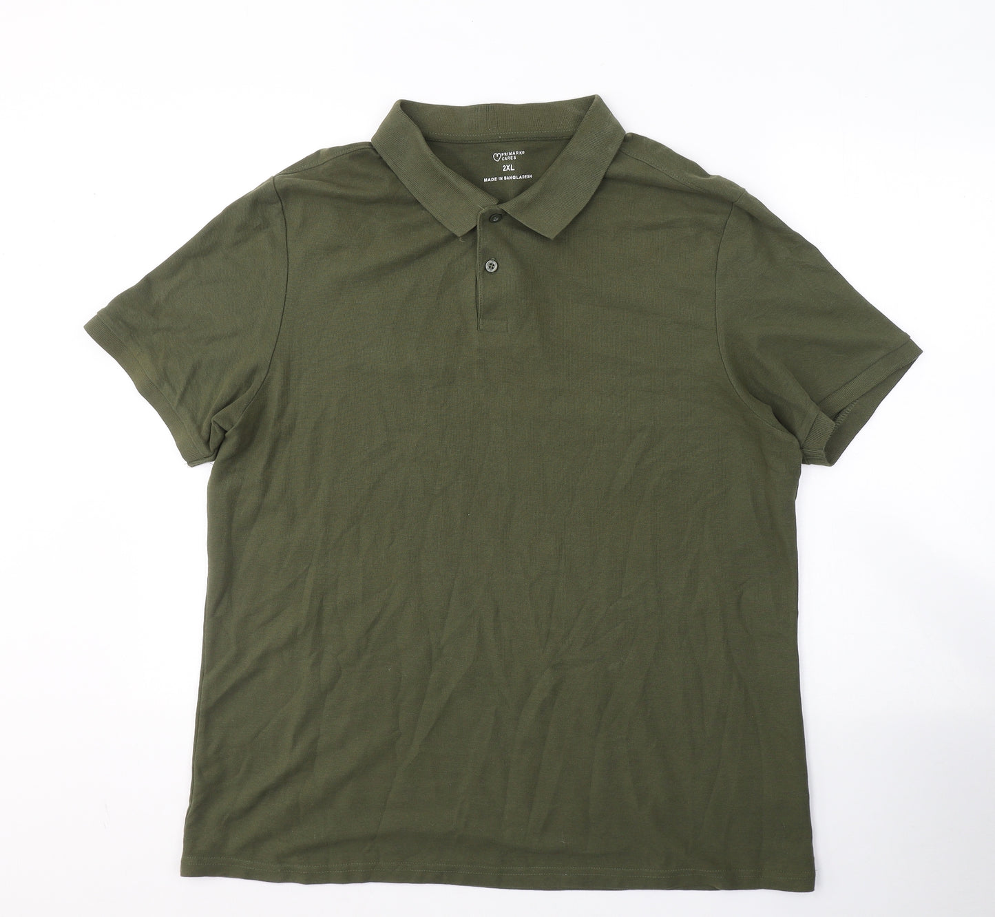 Primark Mens Green  Cotton  T-Shirt Size 2XL Collared