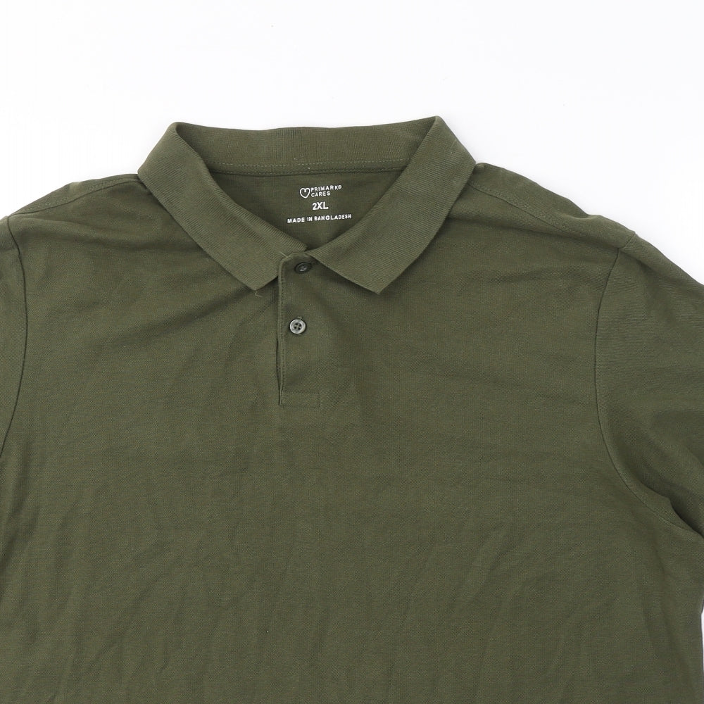 Primark Mens Green  Cotton  T-Shirt Size 2XL Collared