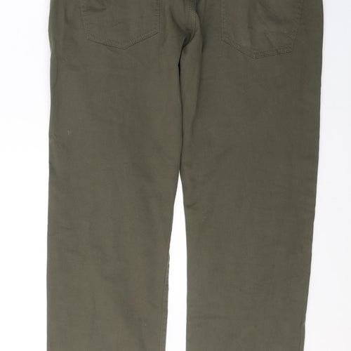 Dunnes Stores Mens Green  Cotton Straight Jeans Size 36 in L32 in Regular Button