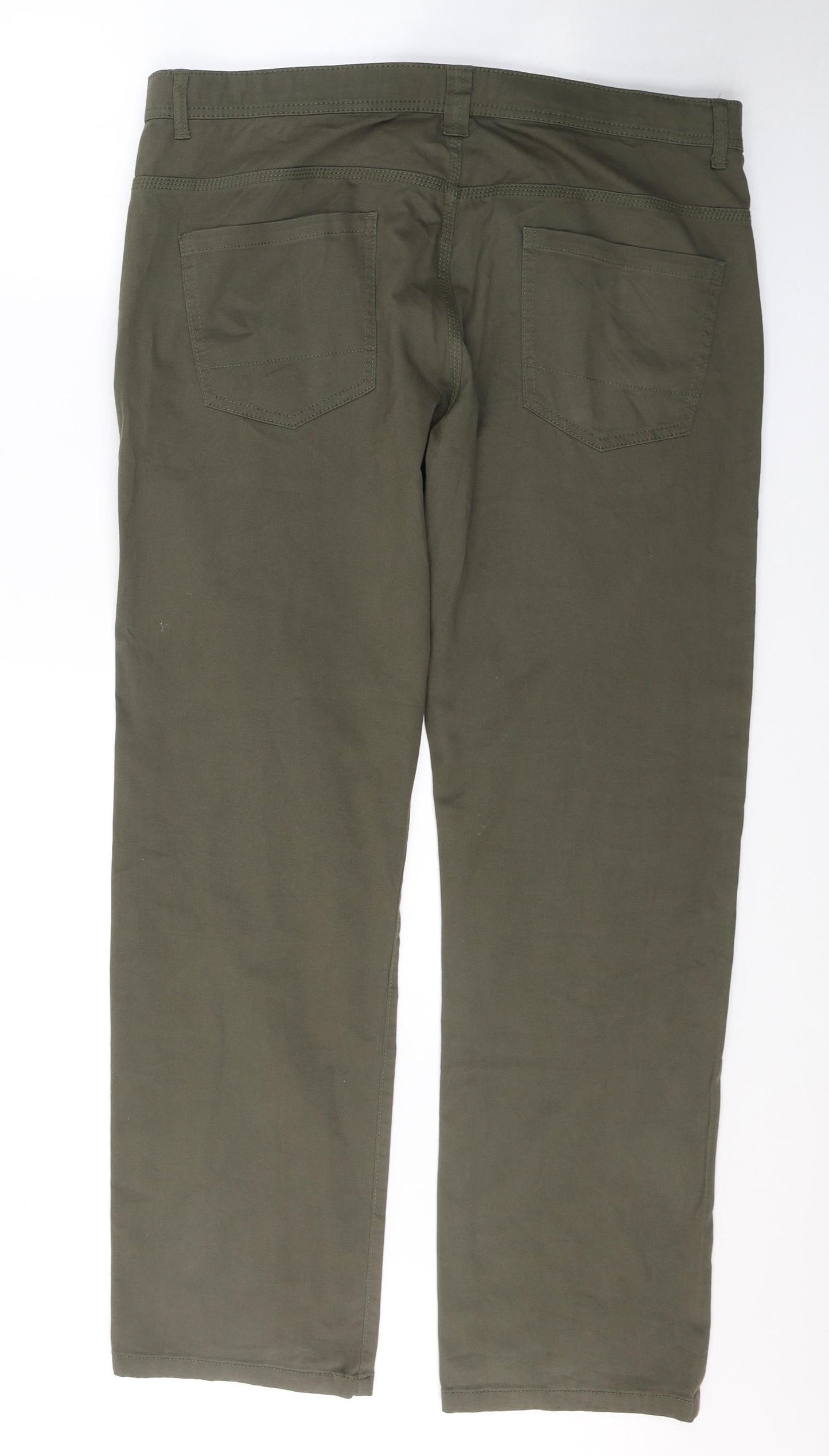 Dunnes Stores Mens Green  Cotton Straight Jeans Size 36 in L32 in Regular Button