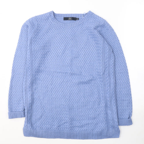 Isle Womens Blue Round Neck  Acrylic Pullover Jumper Size 10