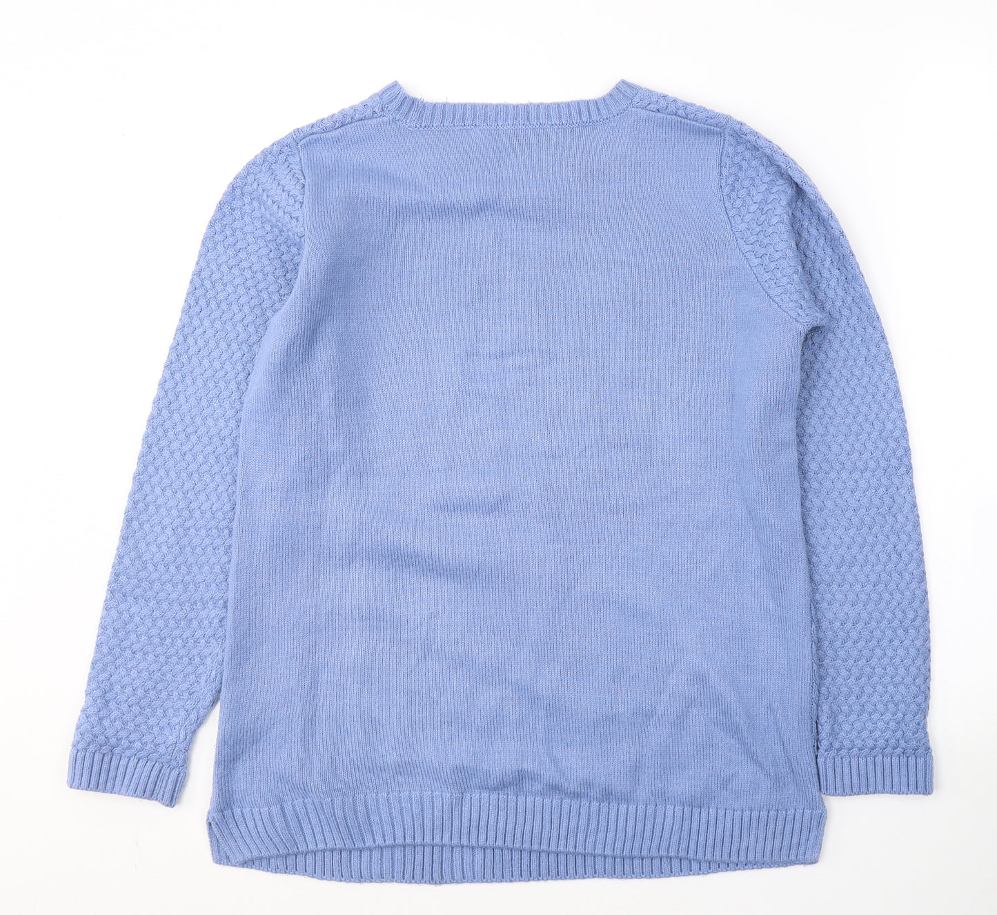 Isle Womens Blue Round Neck  Acrylic Pullover Jumper Size 10