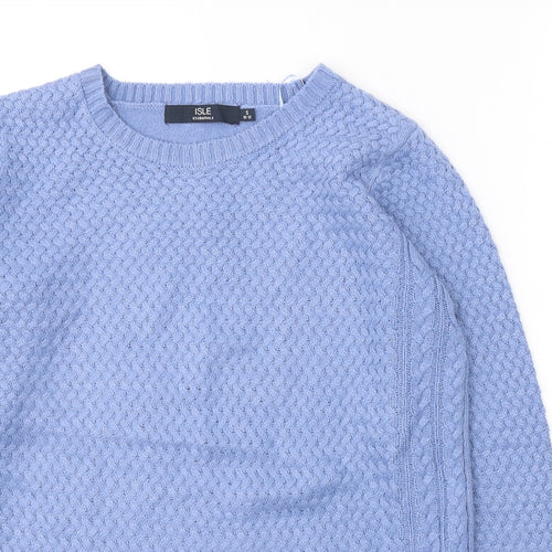 Isle Womens Blue Round Neck  Acrylic Pullover Jumper Size 10