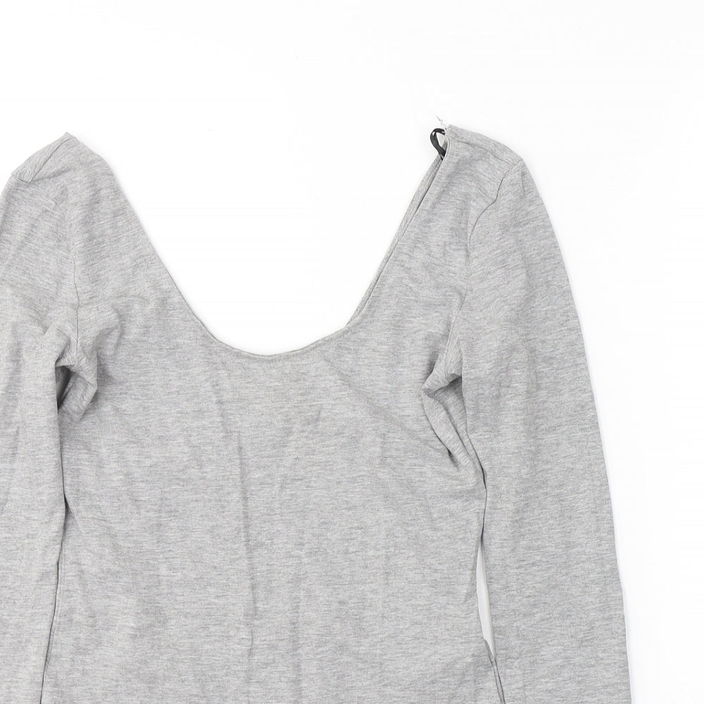 H&M Womens Grey  Cotton Bodysuit One-Piece Size S  Button
