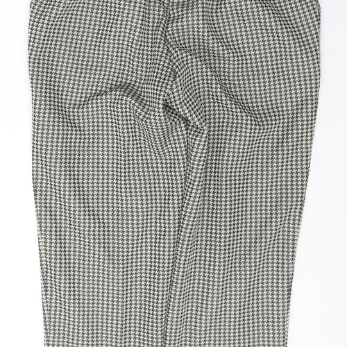Marks and Spencer Womens Beige Houndstooth Polyester Cropped Trousers Size 12 L25 in Regular