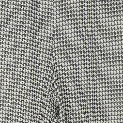 Marks and Spencer Womens Beige Houndstooth Polyester Cropped Trousers Size 12 L25 in Regular