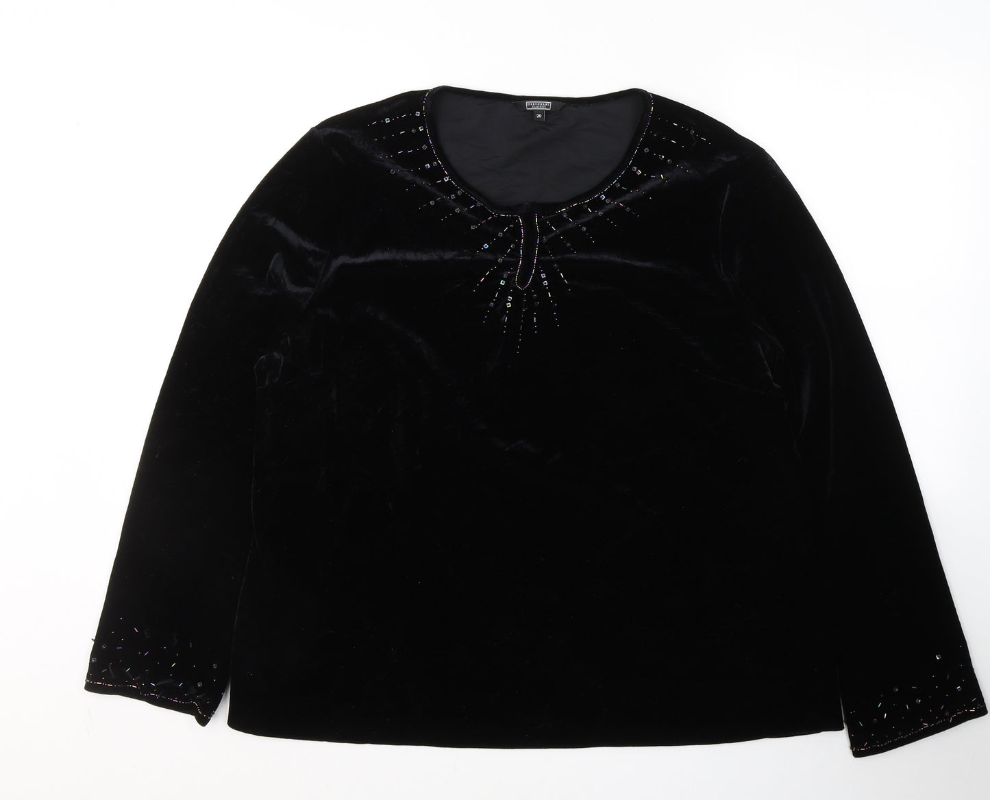 Debenhams Womens Black  Polyester Basic Blouse Size 20 Round Neck