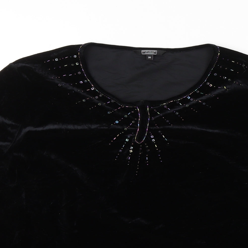 Debenhams Womens Black  Polyester Basic Blouse Size 20 Round Neck