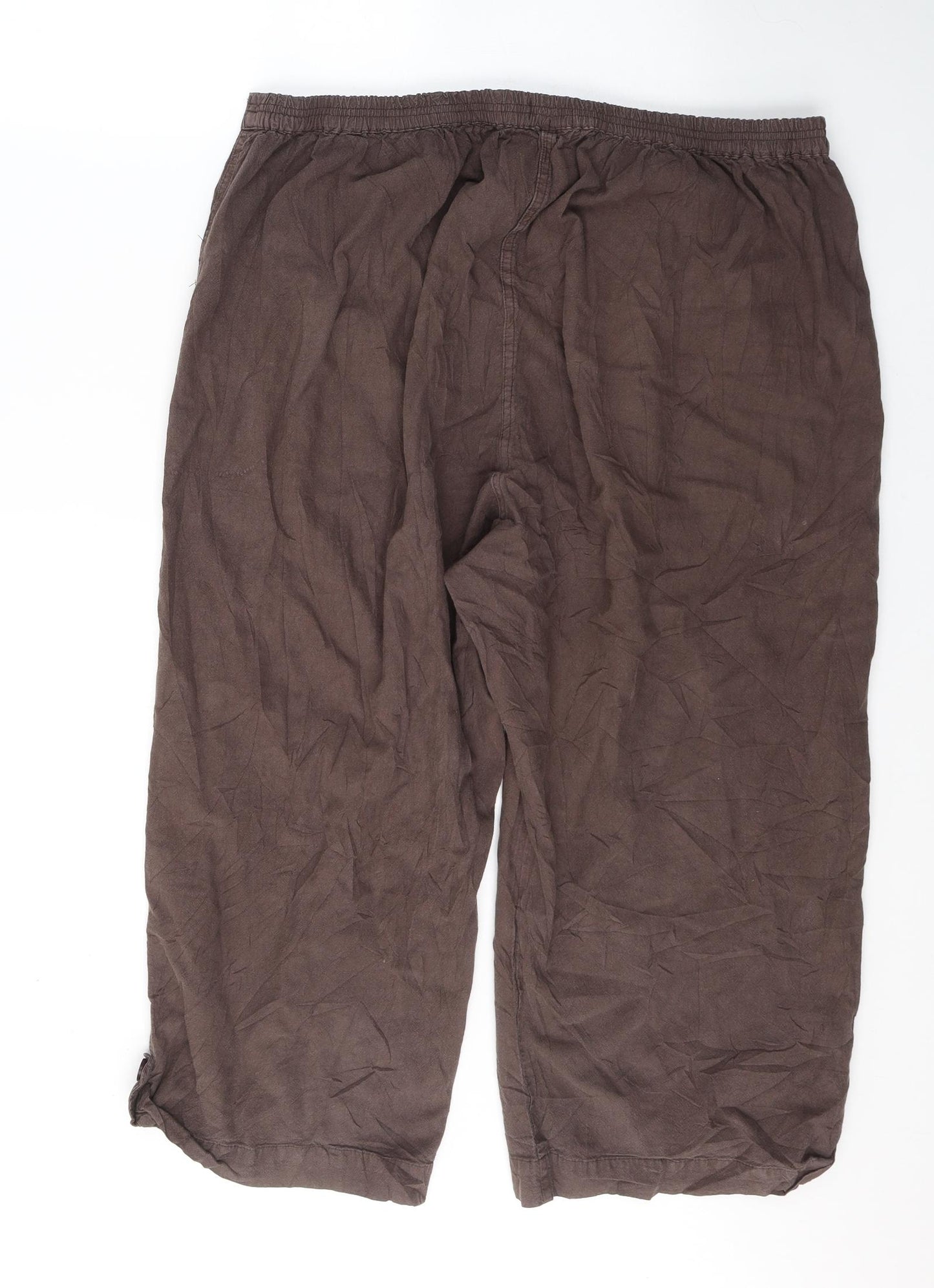 Bonmarché Womens Brown  Cotton Cropped Trousers Size L L22 in Regular Tie