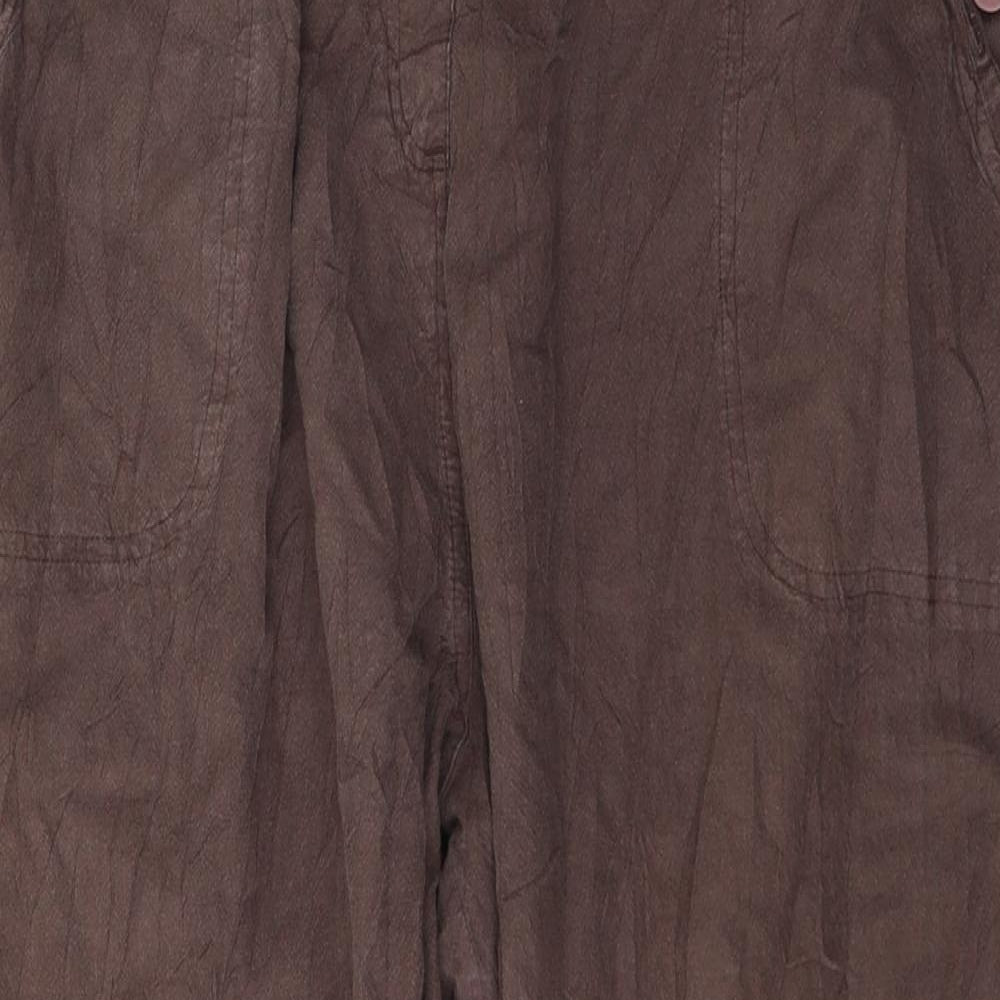 Bonmarché Womens Brown  Cotton Cropped Trousers Size L L22 in Regular Tie