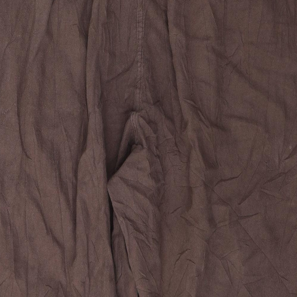 Bonmarché Womens Brown  Cotton Cropped Trousers Size L L22 in Regular Tie