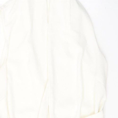 F&F Womens White V-Neck  Polyester Cardigan Jumper Size 14