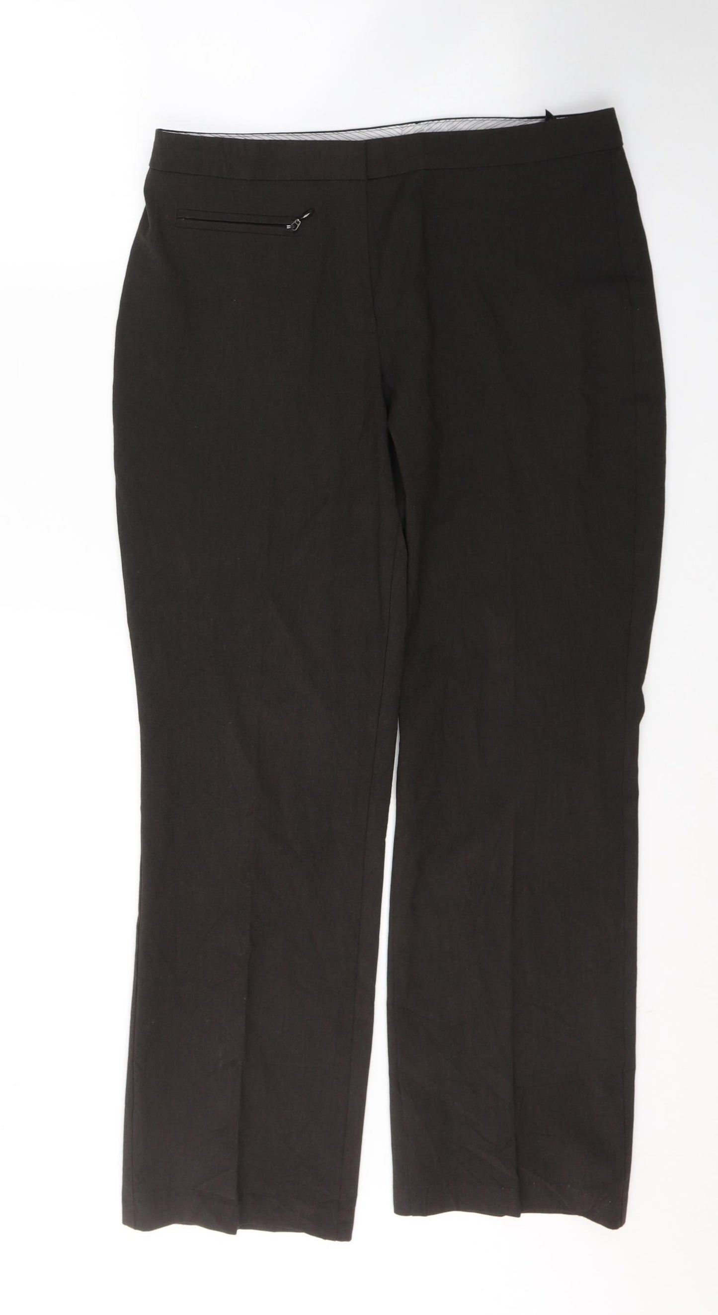Marks and Spencer Womens Brown  Polyester Trousers  Size 12 L28 in Regular Button