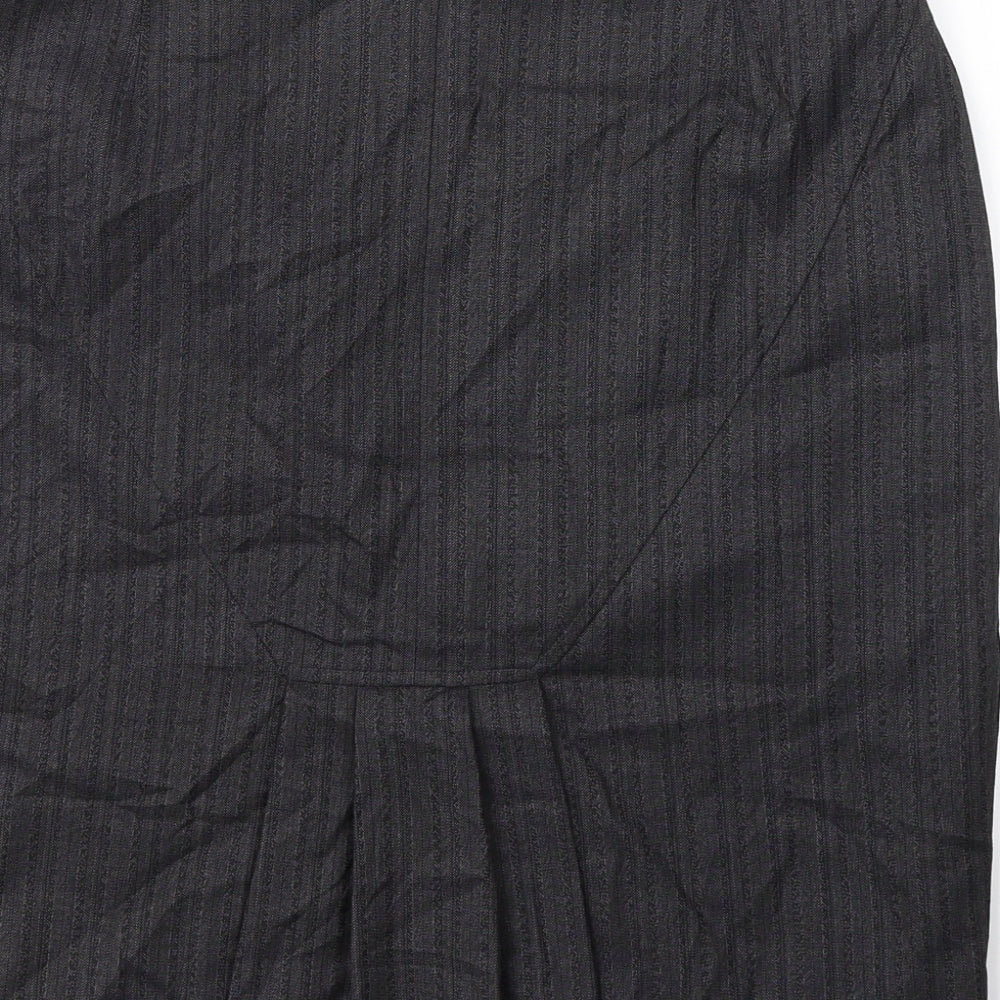NEXT Womens Grey Striped Polyester A-Line Skirt Size 14   Zip